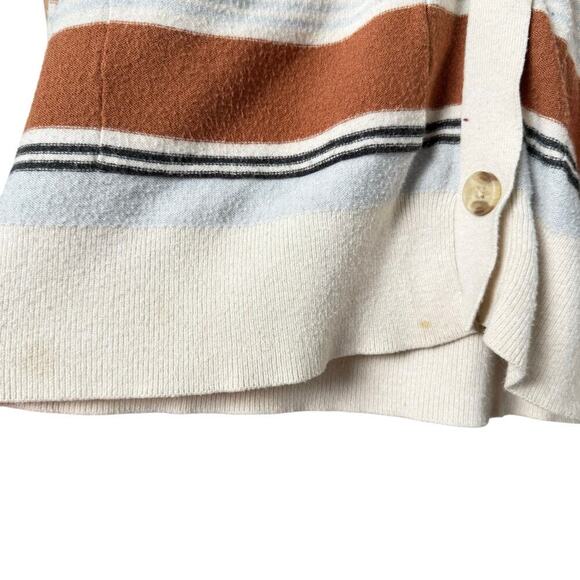 Abercrombie & Fitch Striped Cardigan Grandpacore Sweater‎ Brown Cream Blue, M - Picture 7 of 9